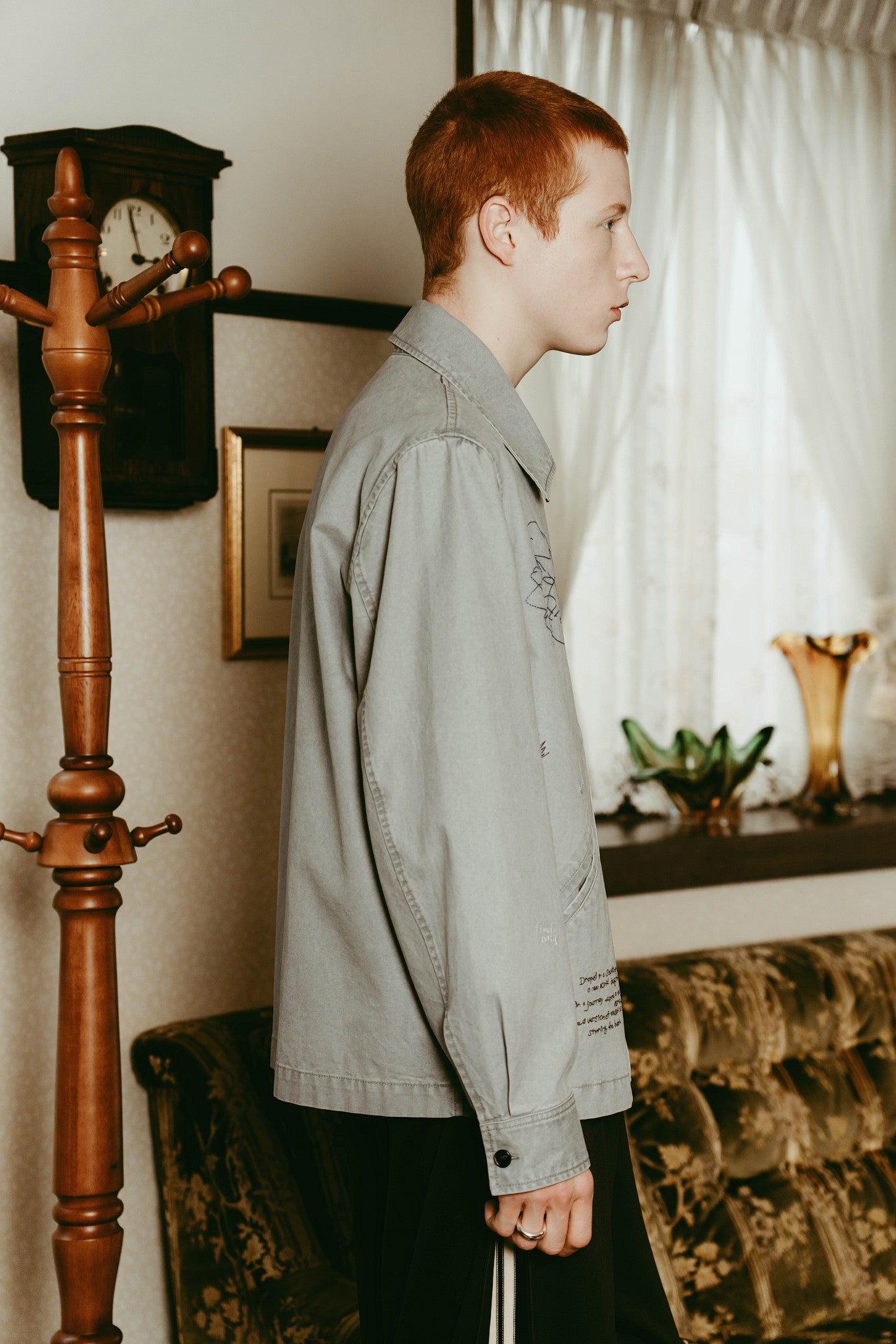 embroidered jacket(unisex)/blue