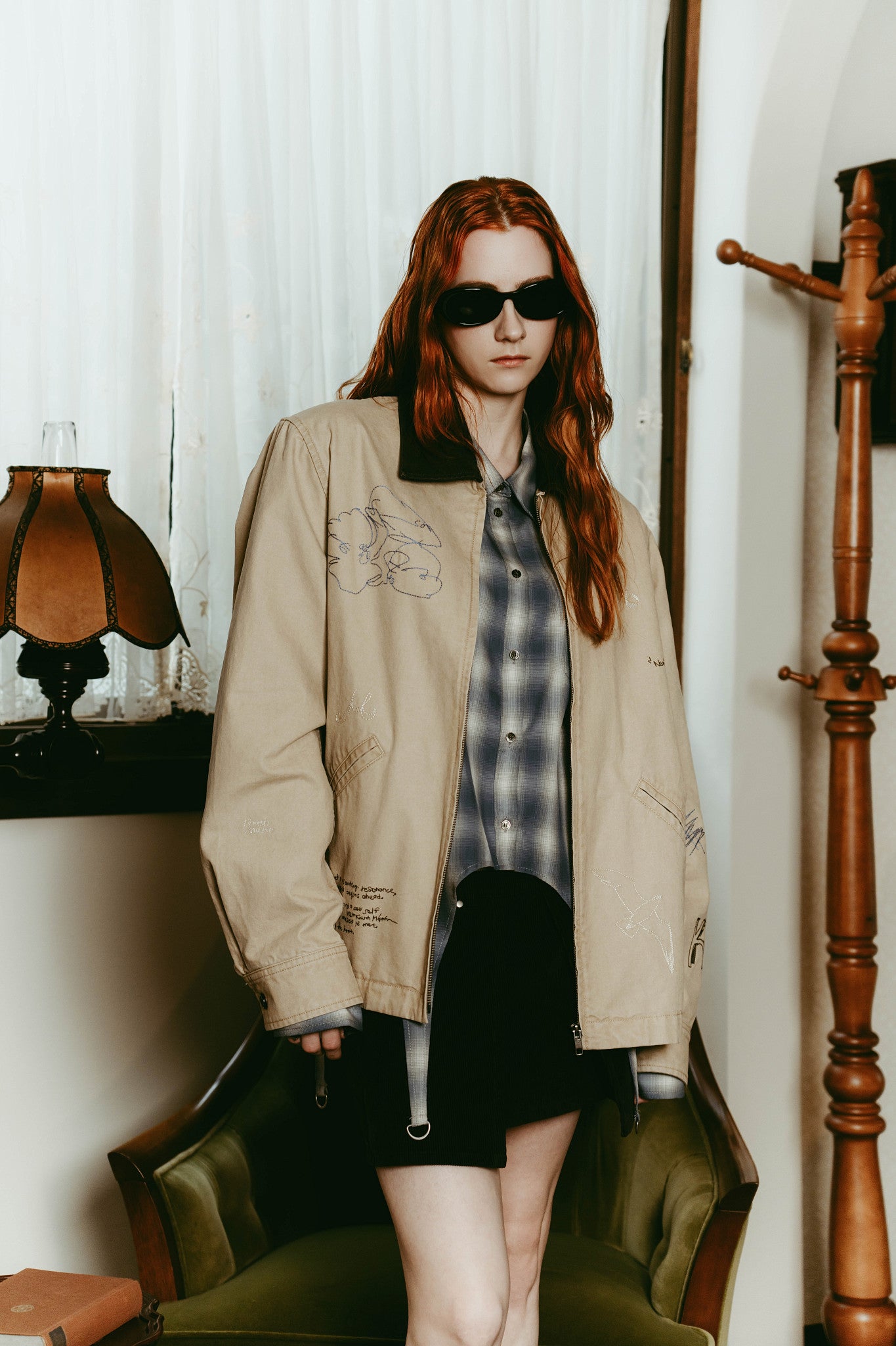 embroidered jacket(unisex)/beige