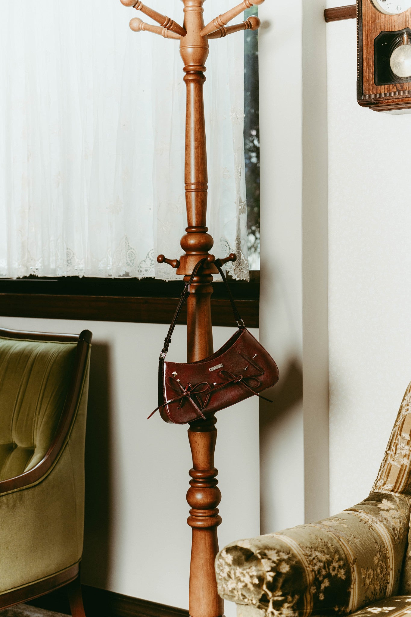 ribbon accent bag/burgundy