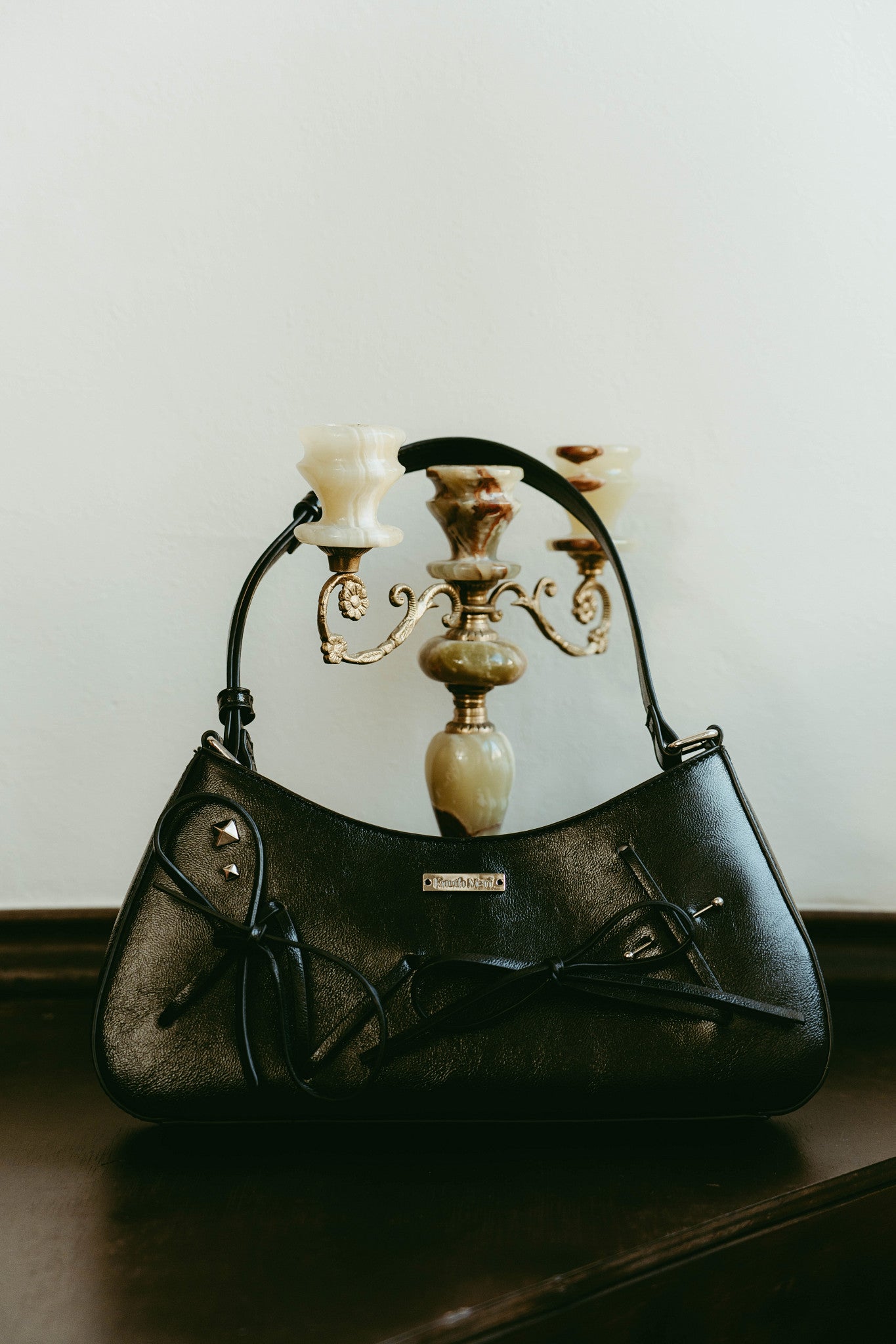 ribbon accent bag/black