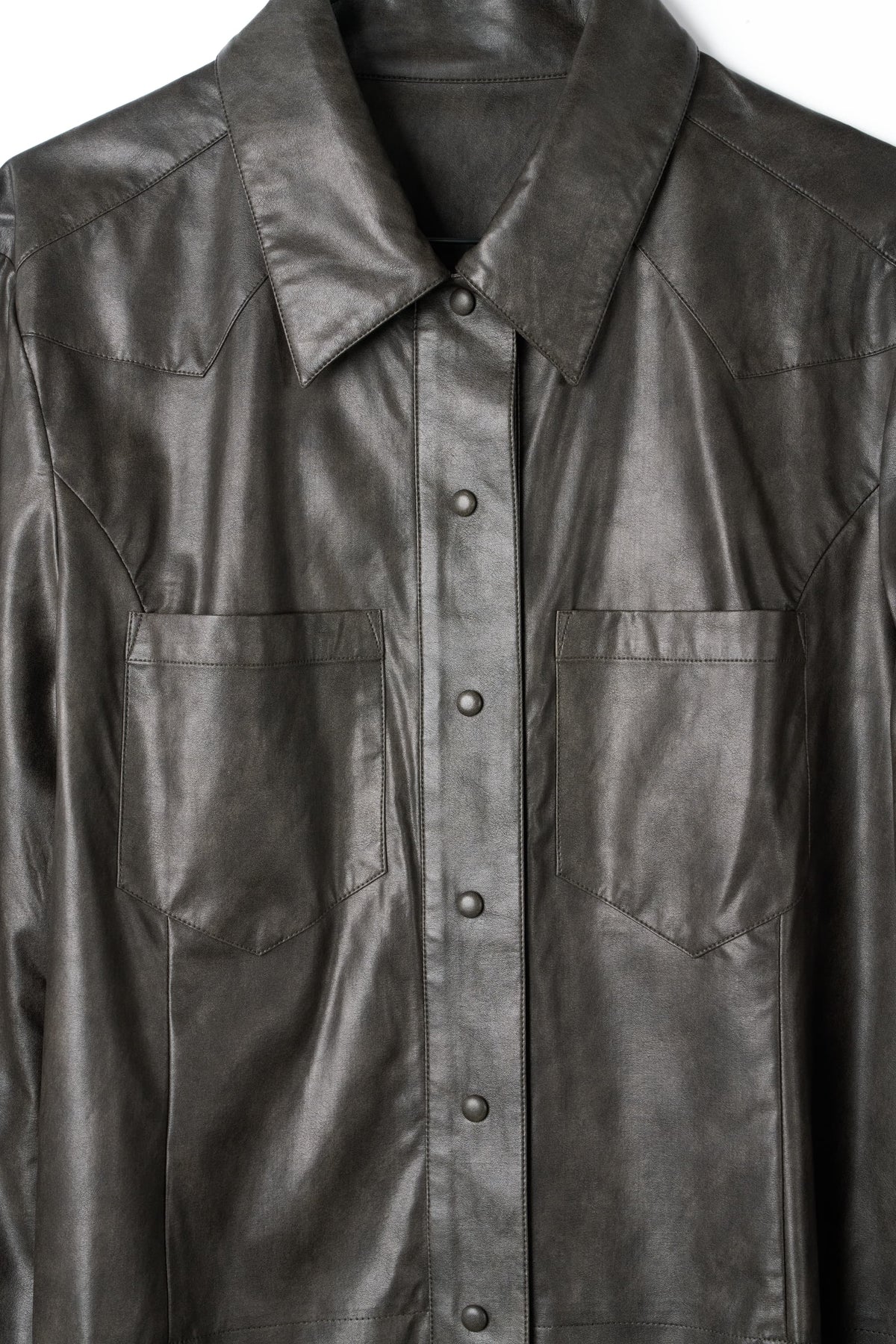 raw edge shirt/leather