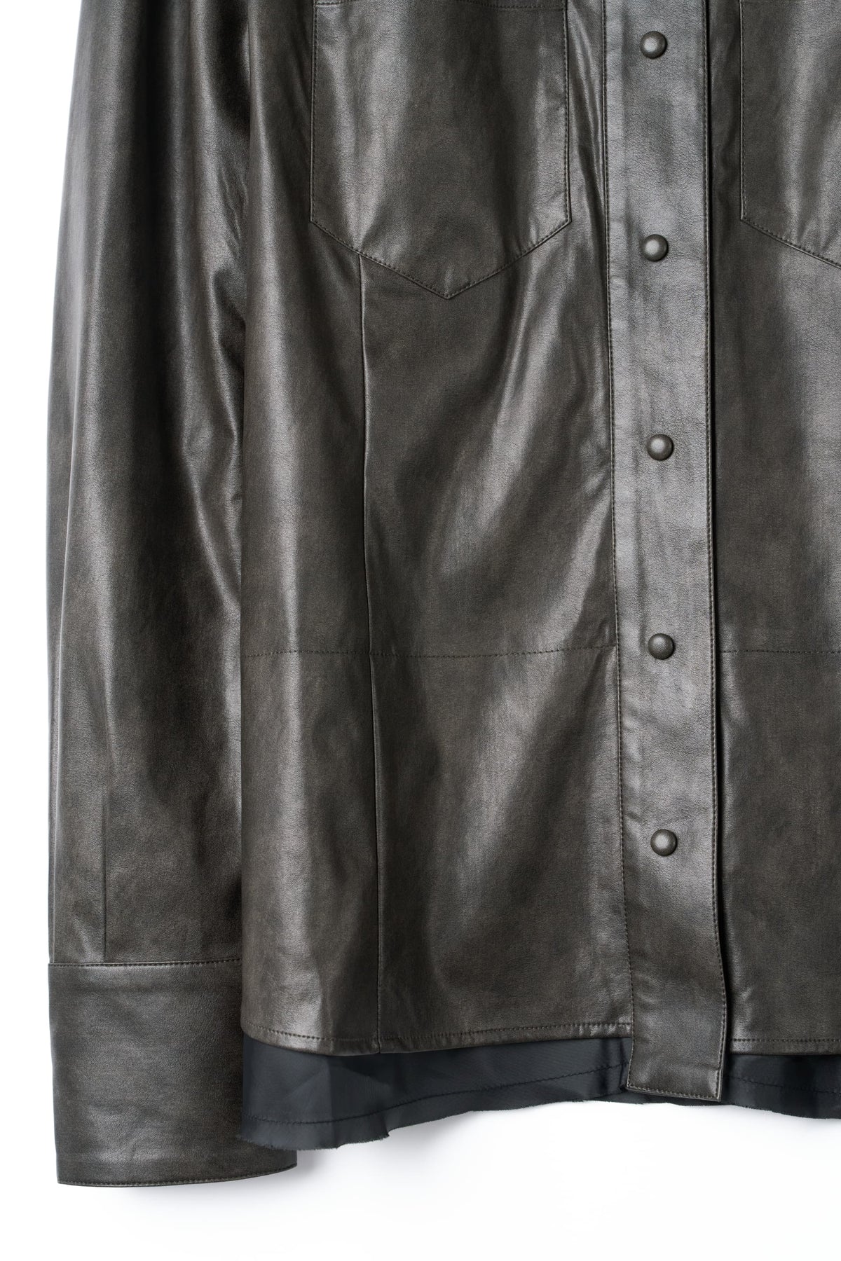 raw edge shirt/leather