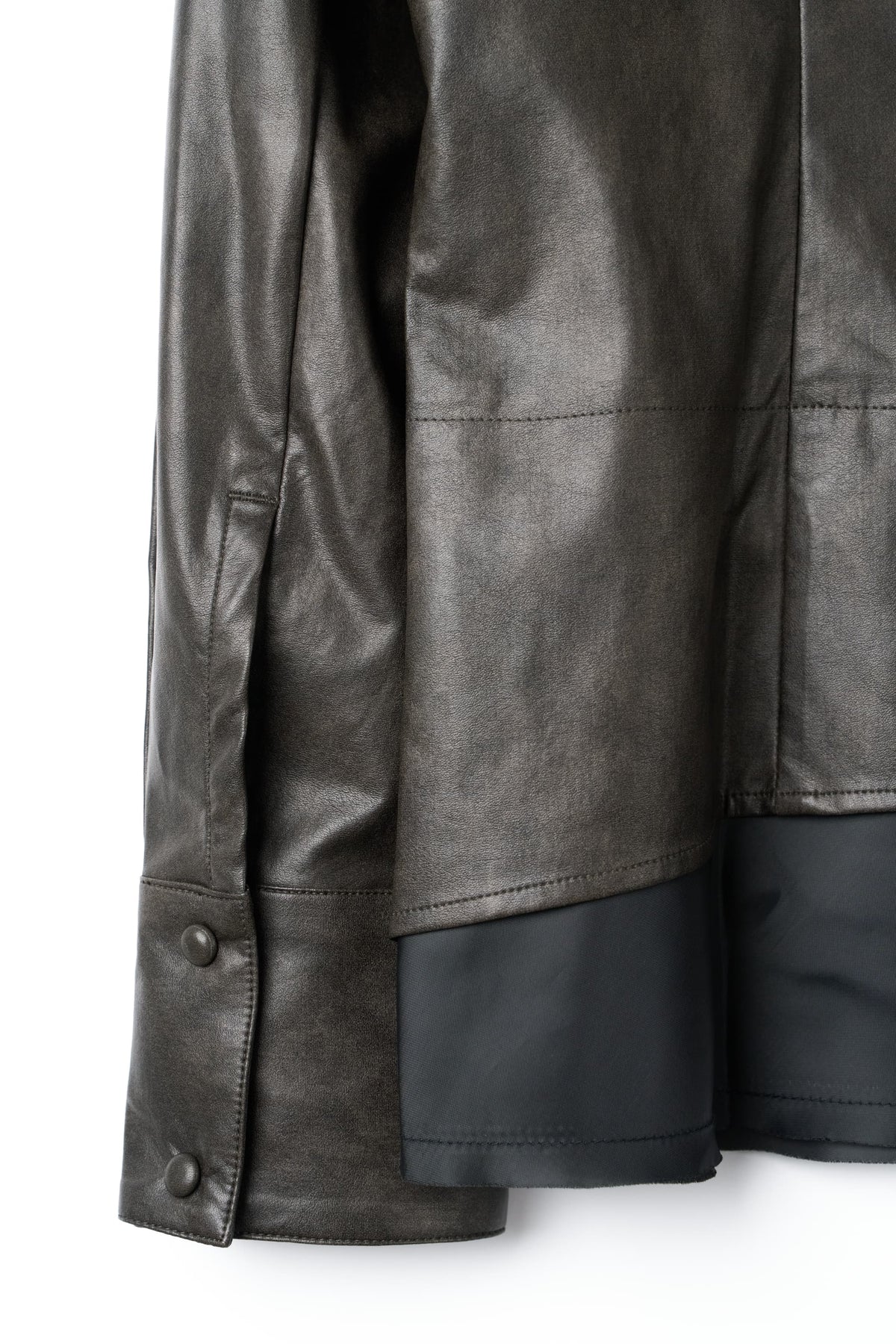 raw edge shirt/leather