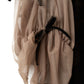draped tulle dress/brown