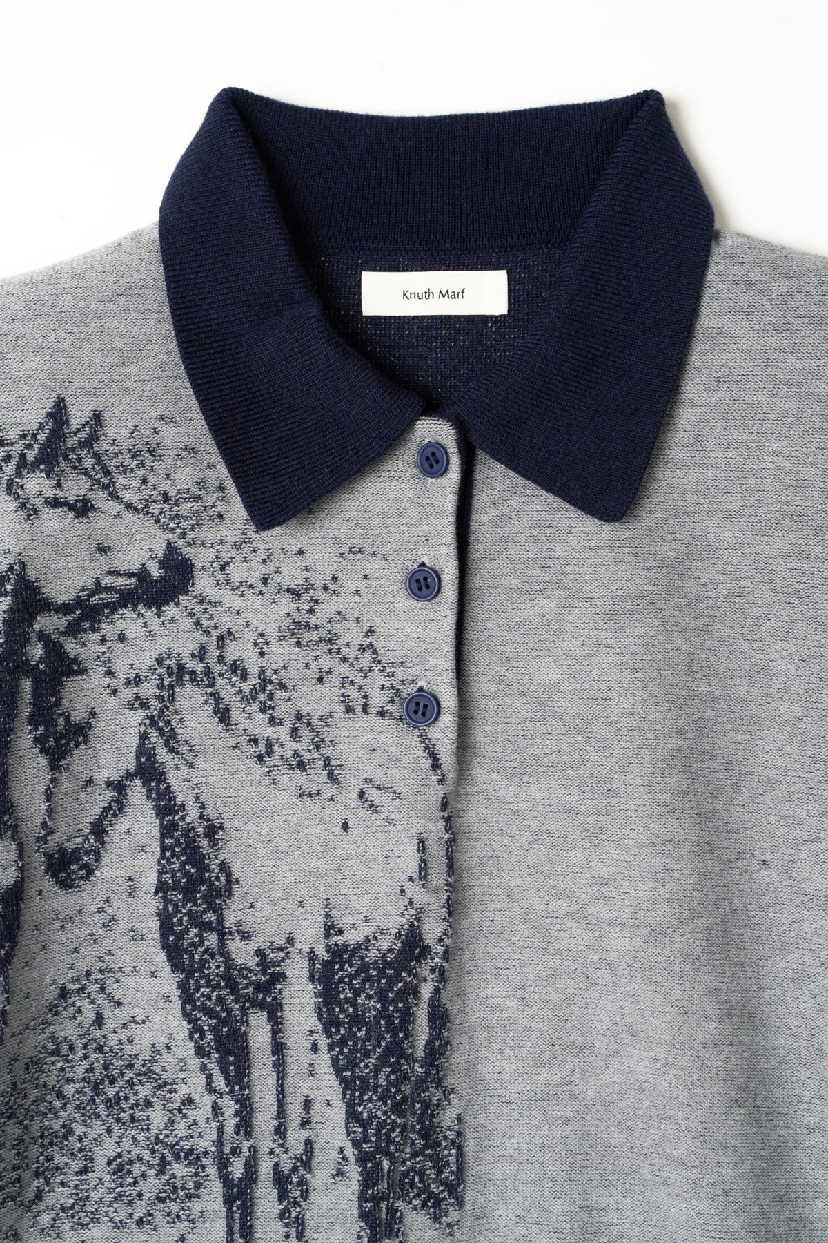 jacquard polo knit/navy
