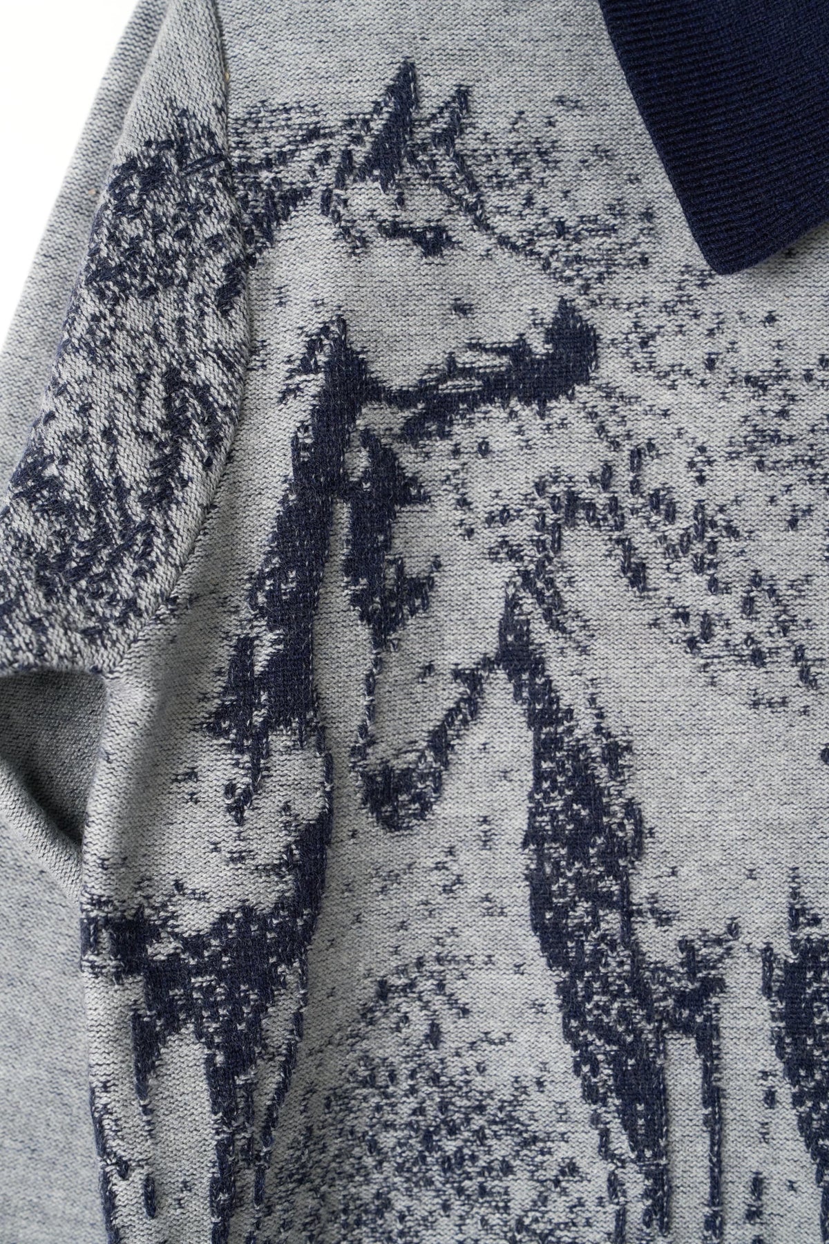 jacquard polo knit/navy