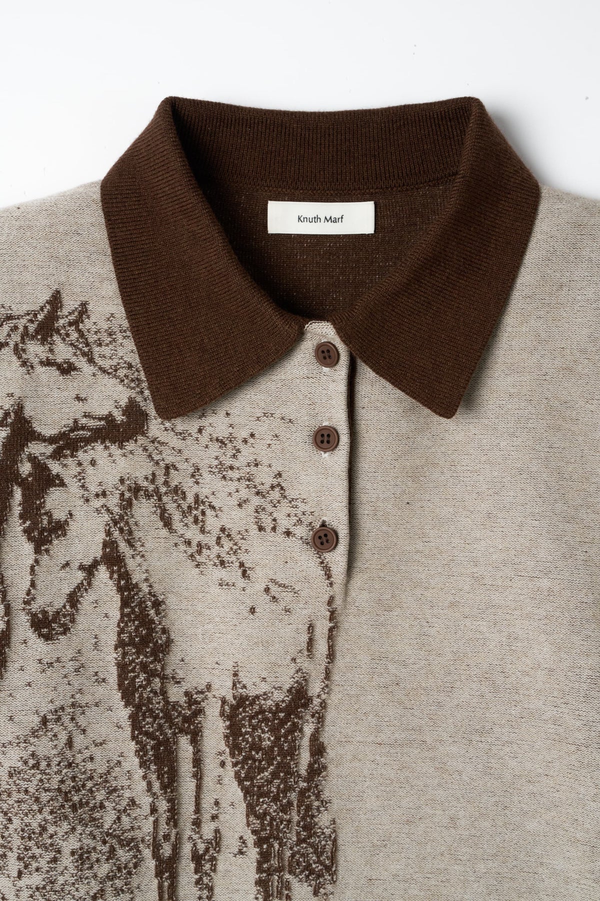 jacquard polo knit/brown