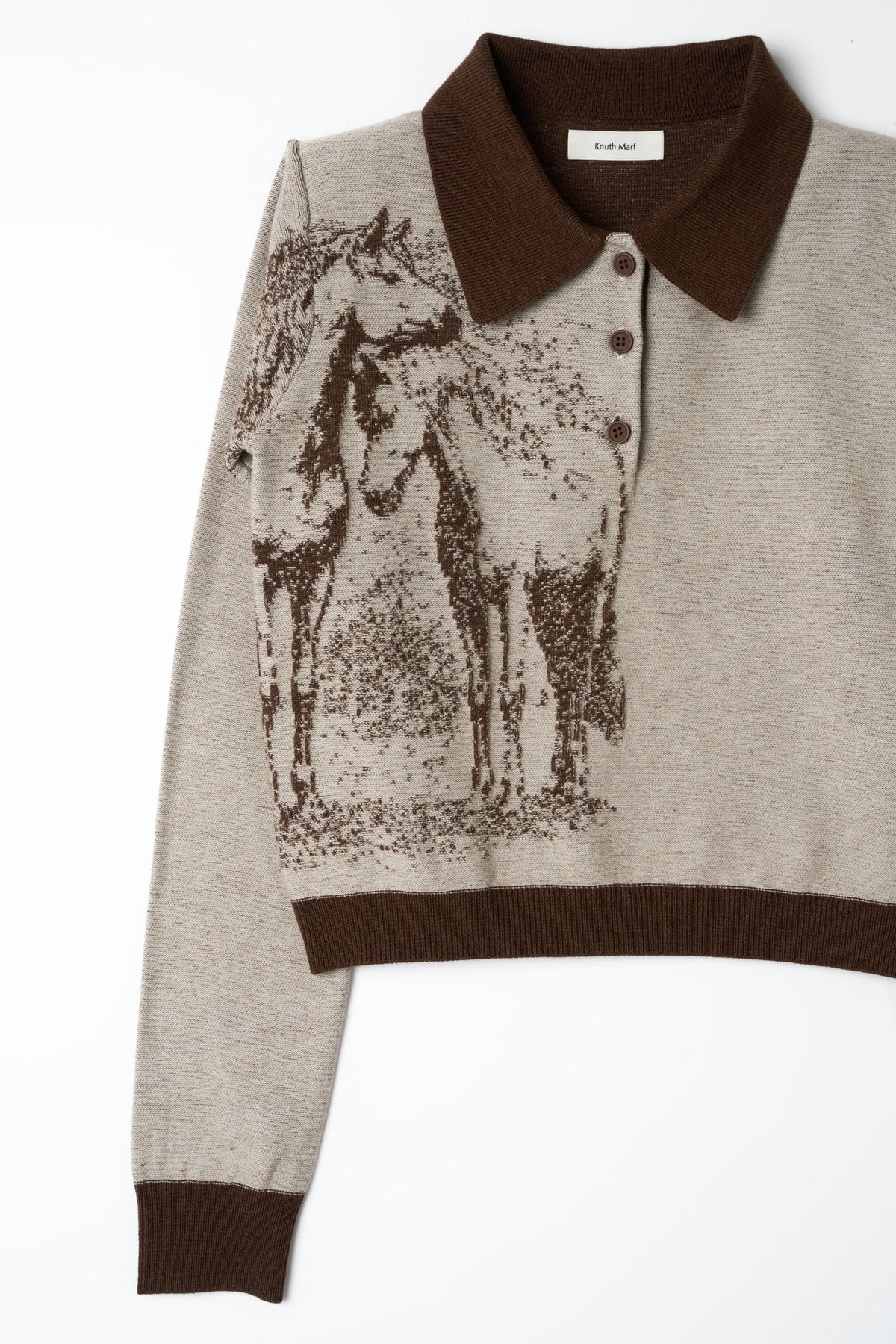 jacquard polo knit/brown