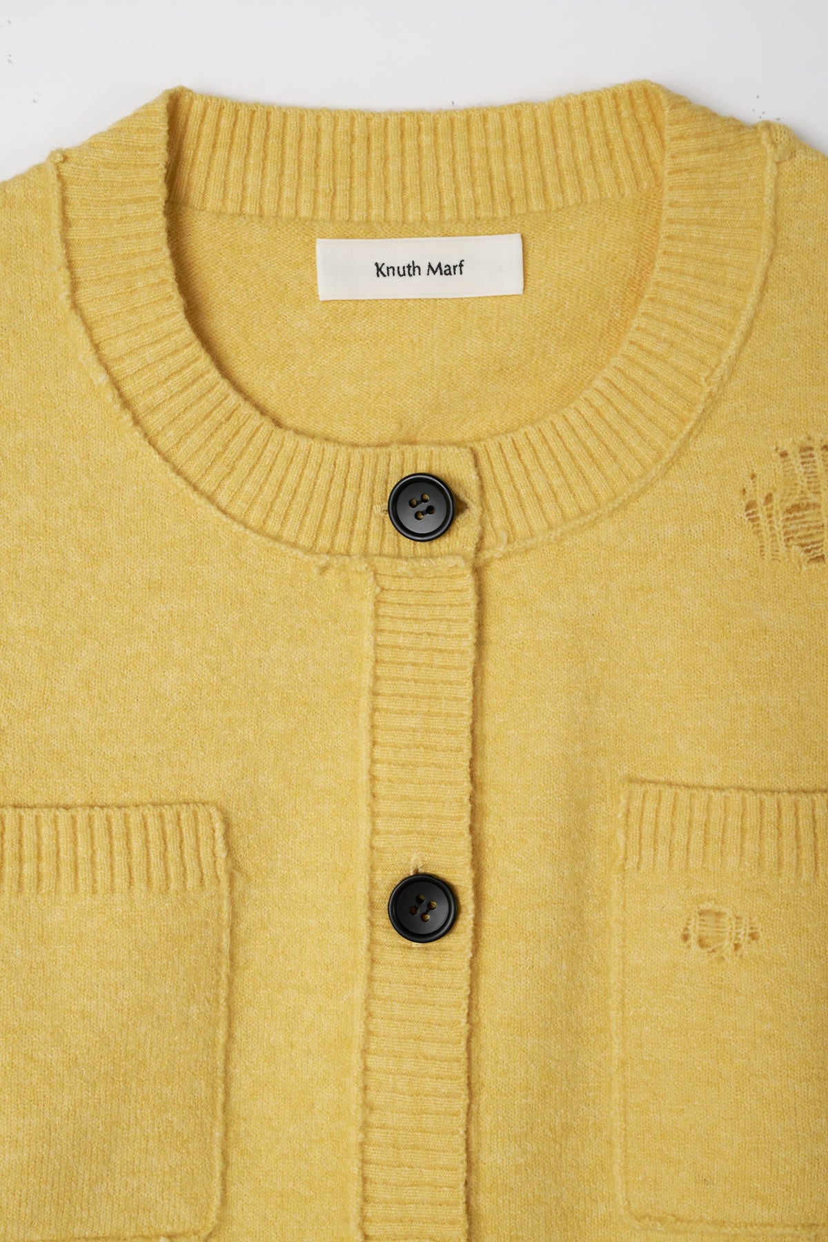 damaged pocket knit/yellow
