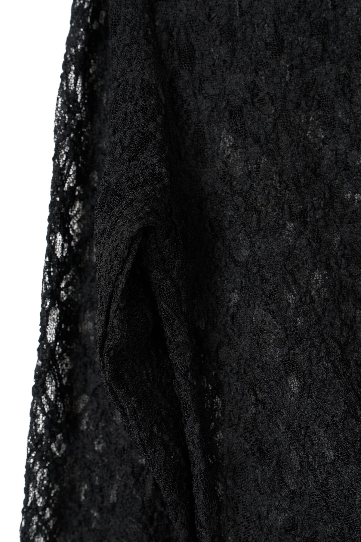 lace gathered top/black