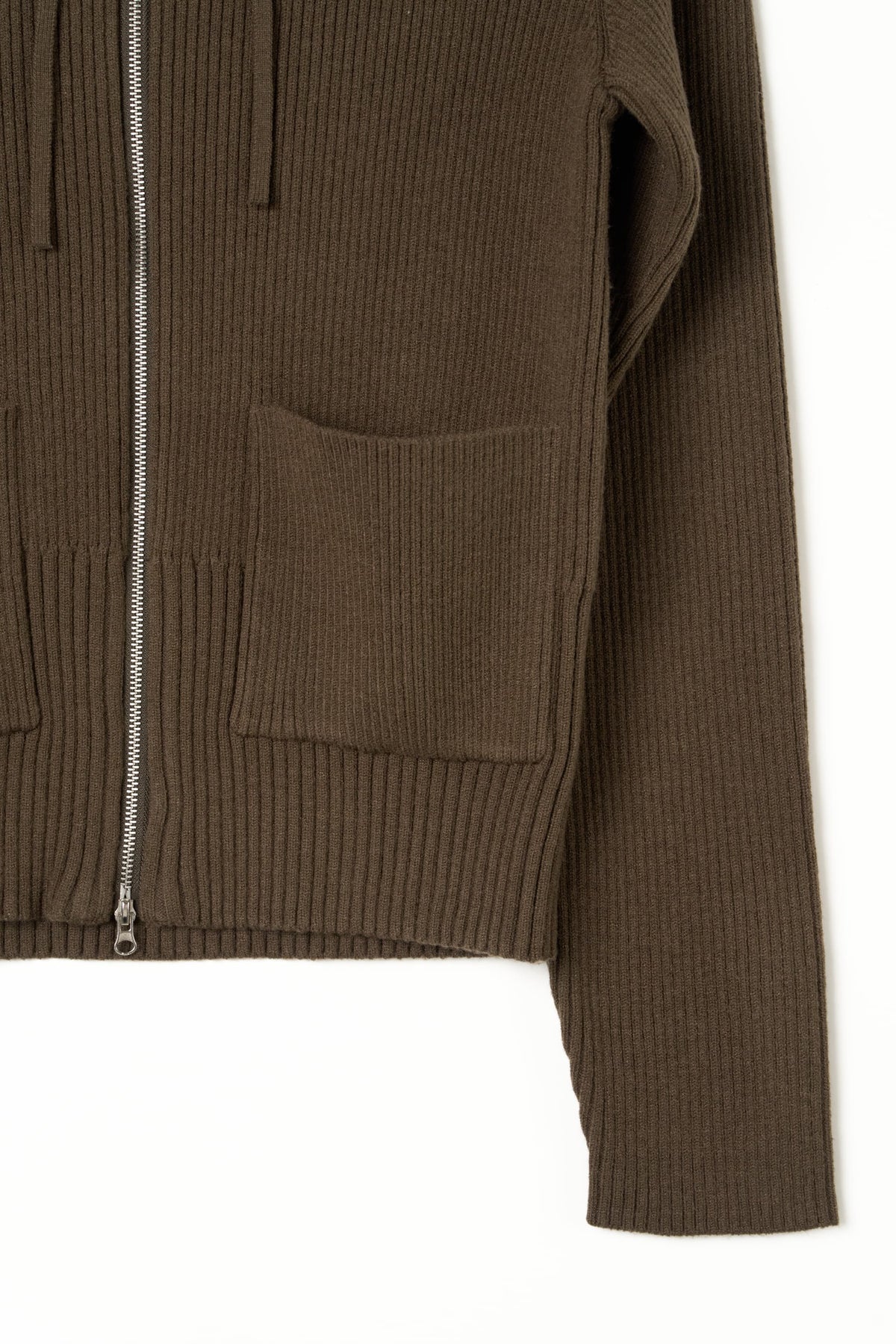 hooded knit parka/brown