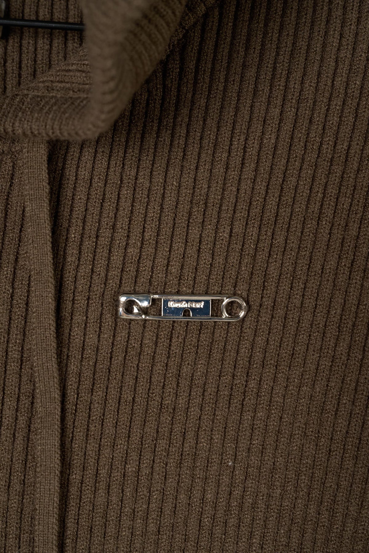 hooded knit parka/brown