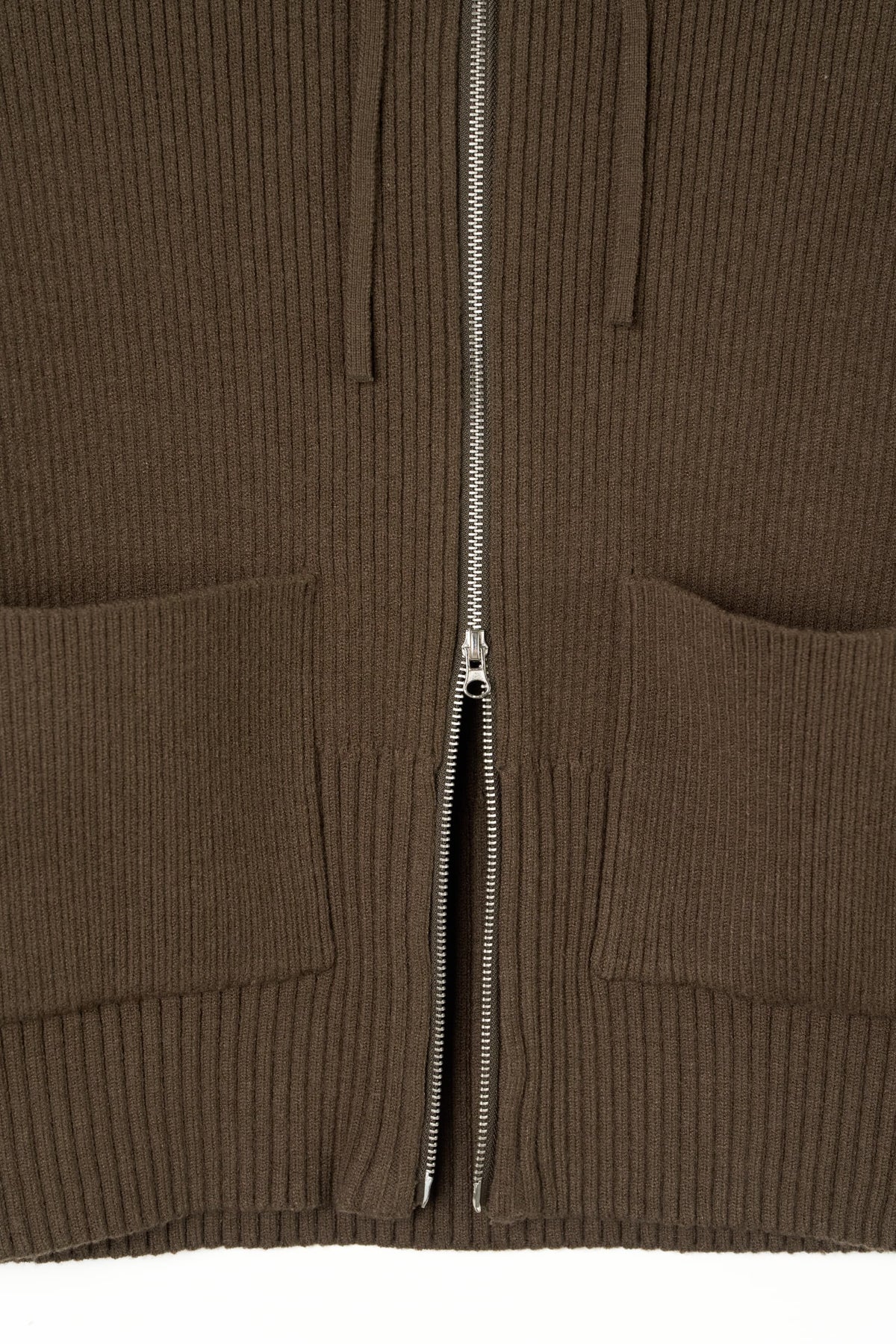 hooded knit parka/brown
