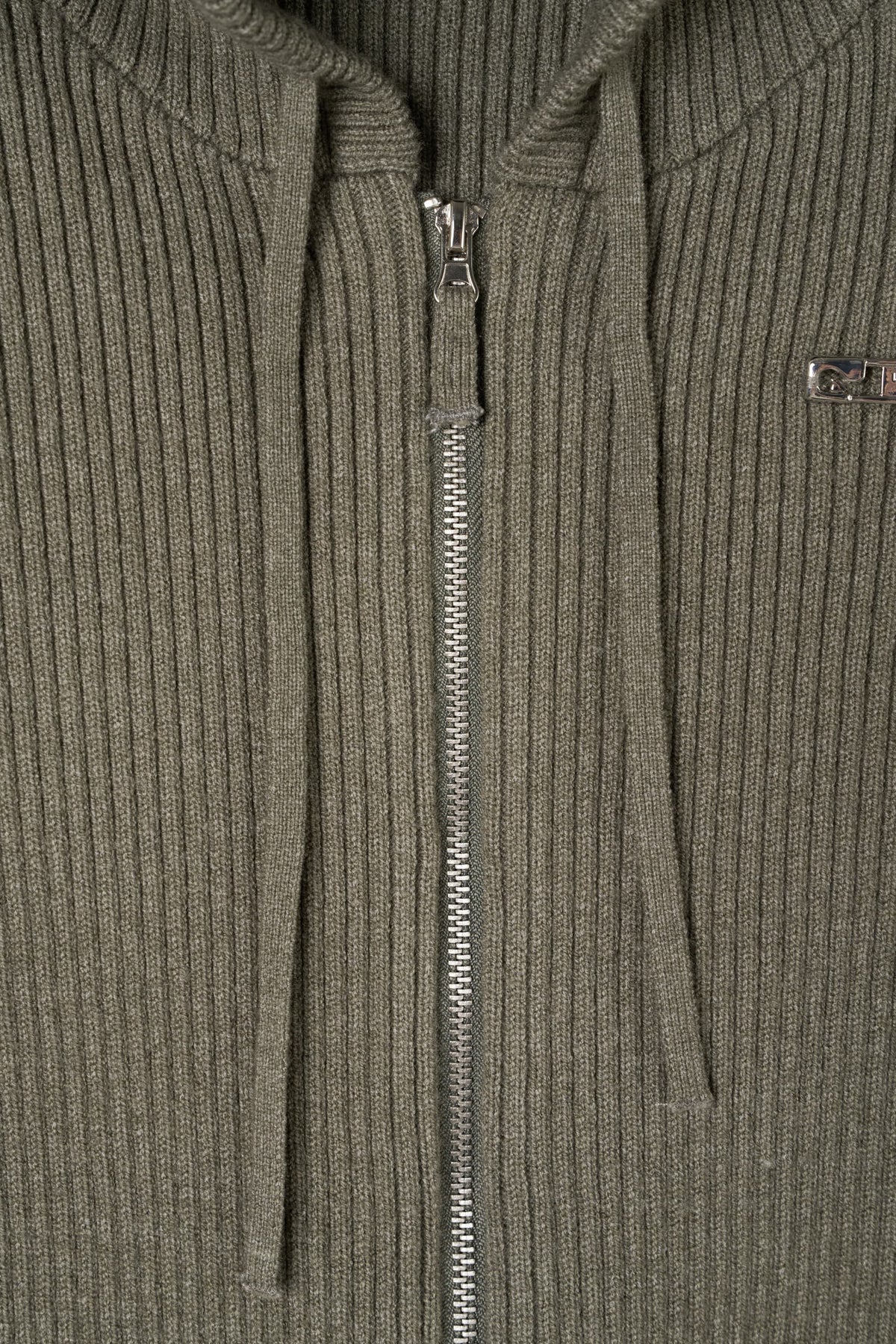 hooded knit parka/gray