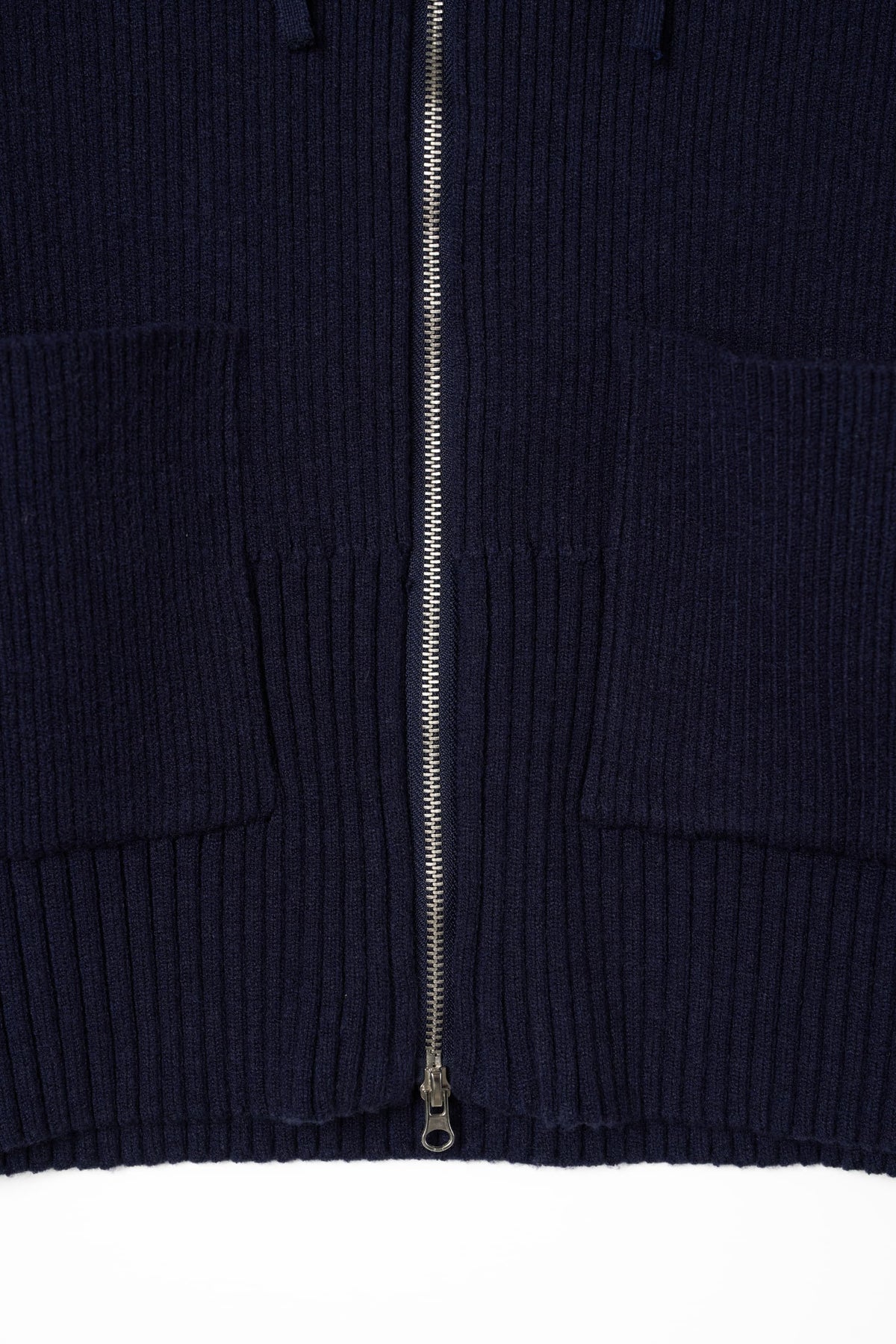 hooded knit parka/navy