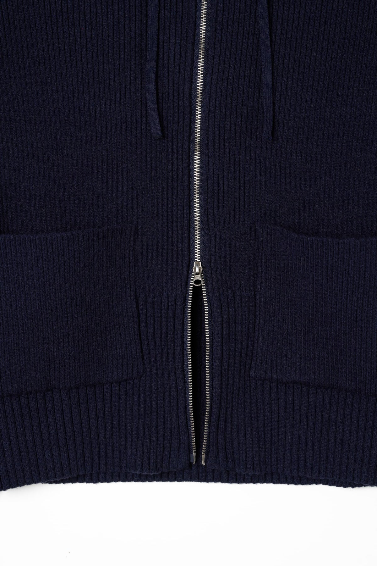 hooded knit parka/navy