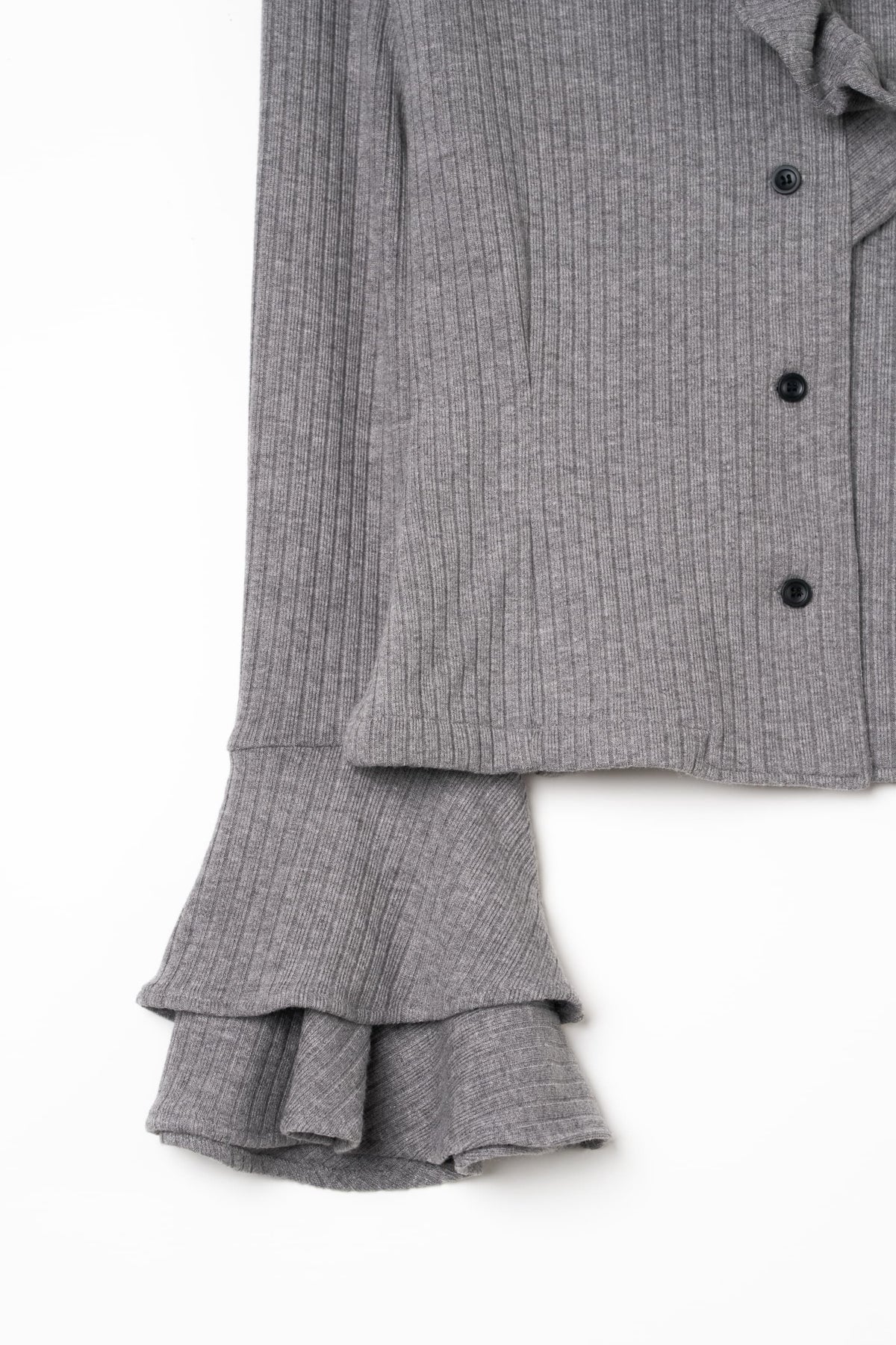 drop shoulder frill knit/gray