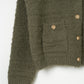 gold button trad cardigan/khaki
