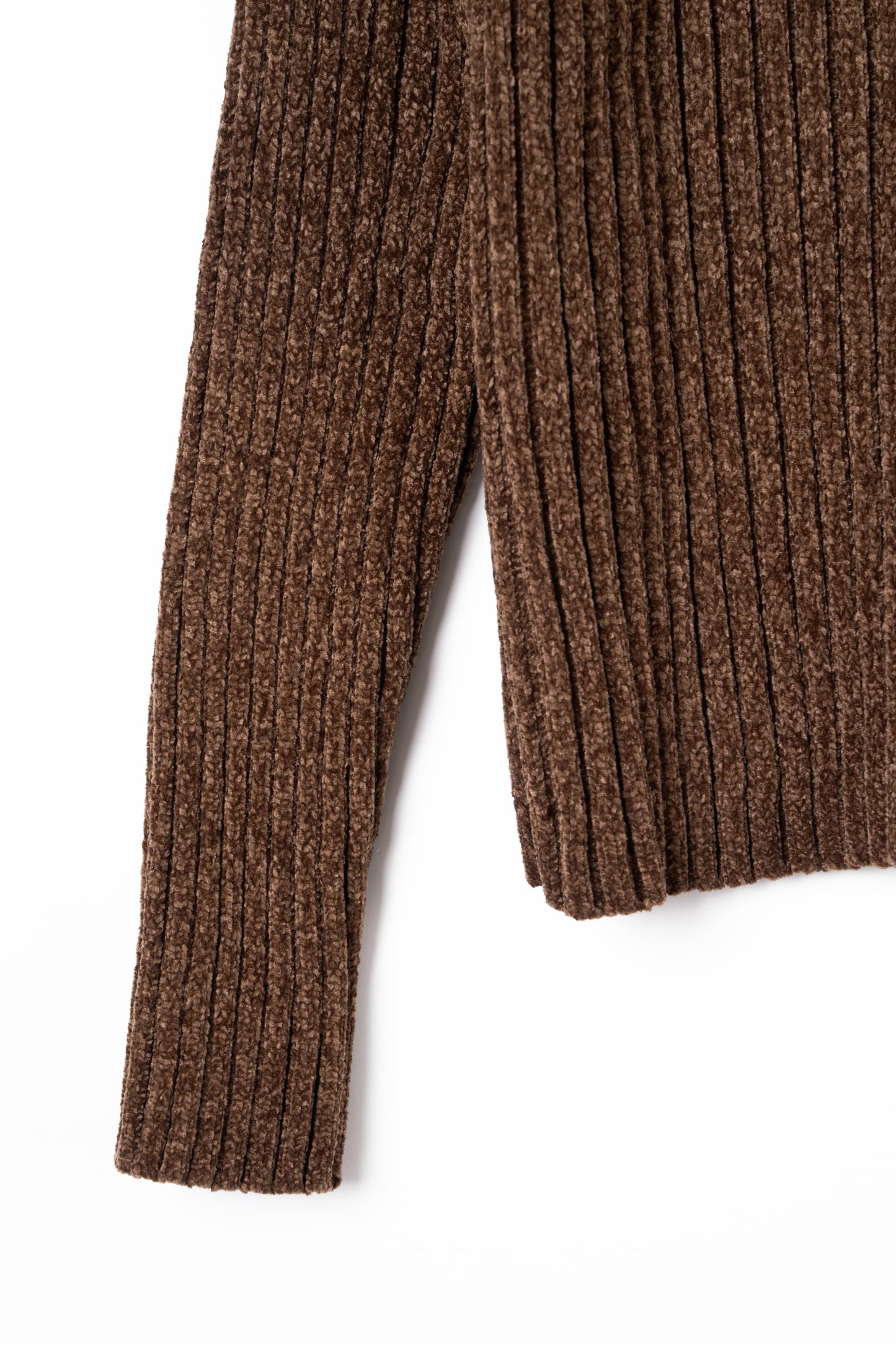 rib hoodie boucle knit/brown