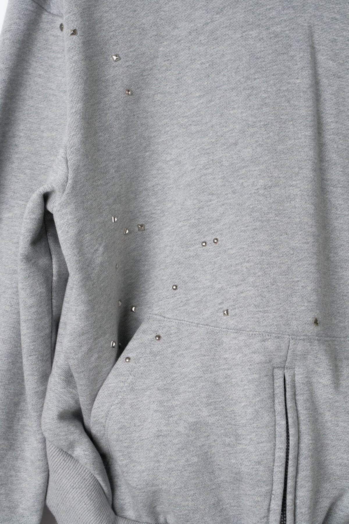 studded hoodie top/gray