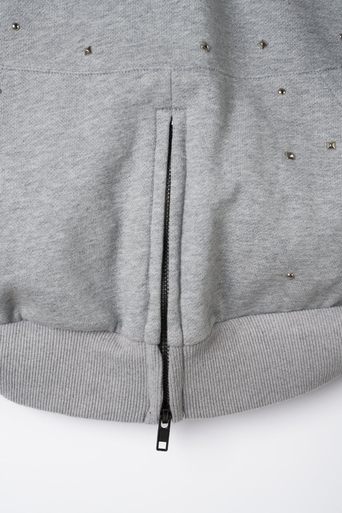 studded hoodie top/gray