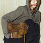 hooded knit parka/gray