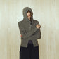 hooded knit parka/gray