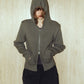 hooded knit parka/gray