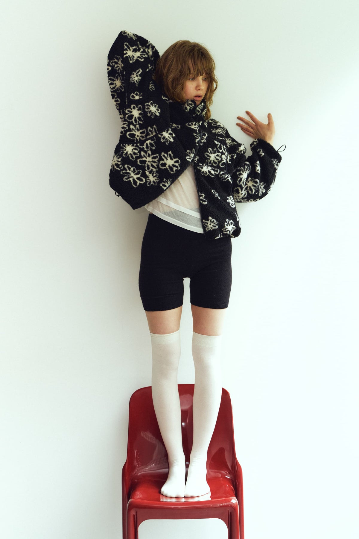 flower boa fleece(unisex)/black