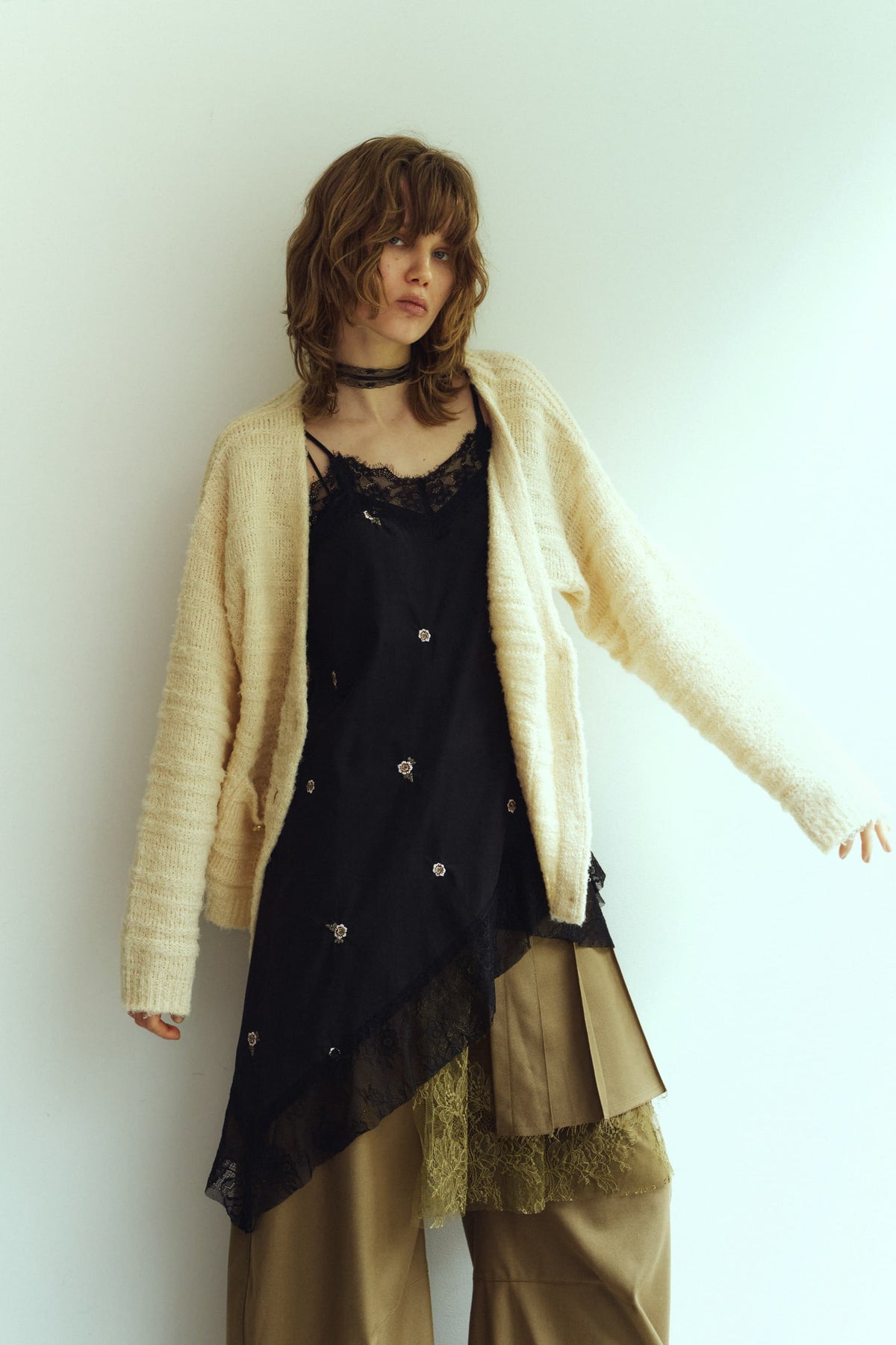 lace cami dress/black