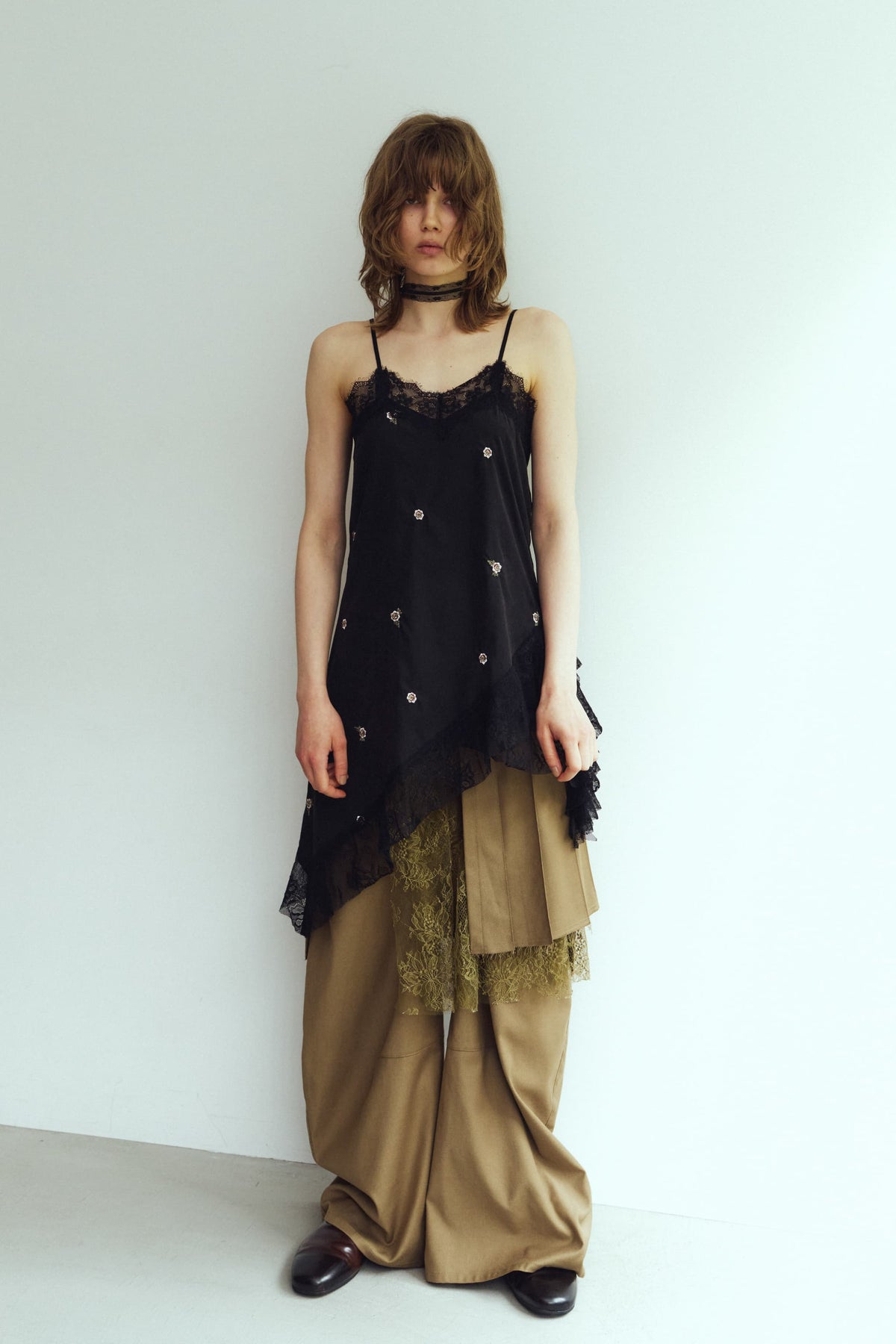 lace cami dress/black