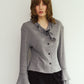 drop shoulder frill knit/gray
