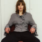 drop shoulder frill knit/gray