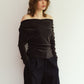 off shoulder velour top/charcoal