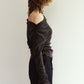 off shoulder velour top/charcoal