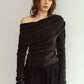 off shoulder velour top/charcoal