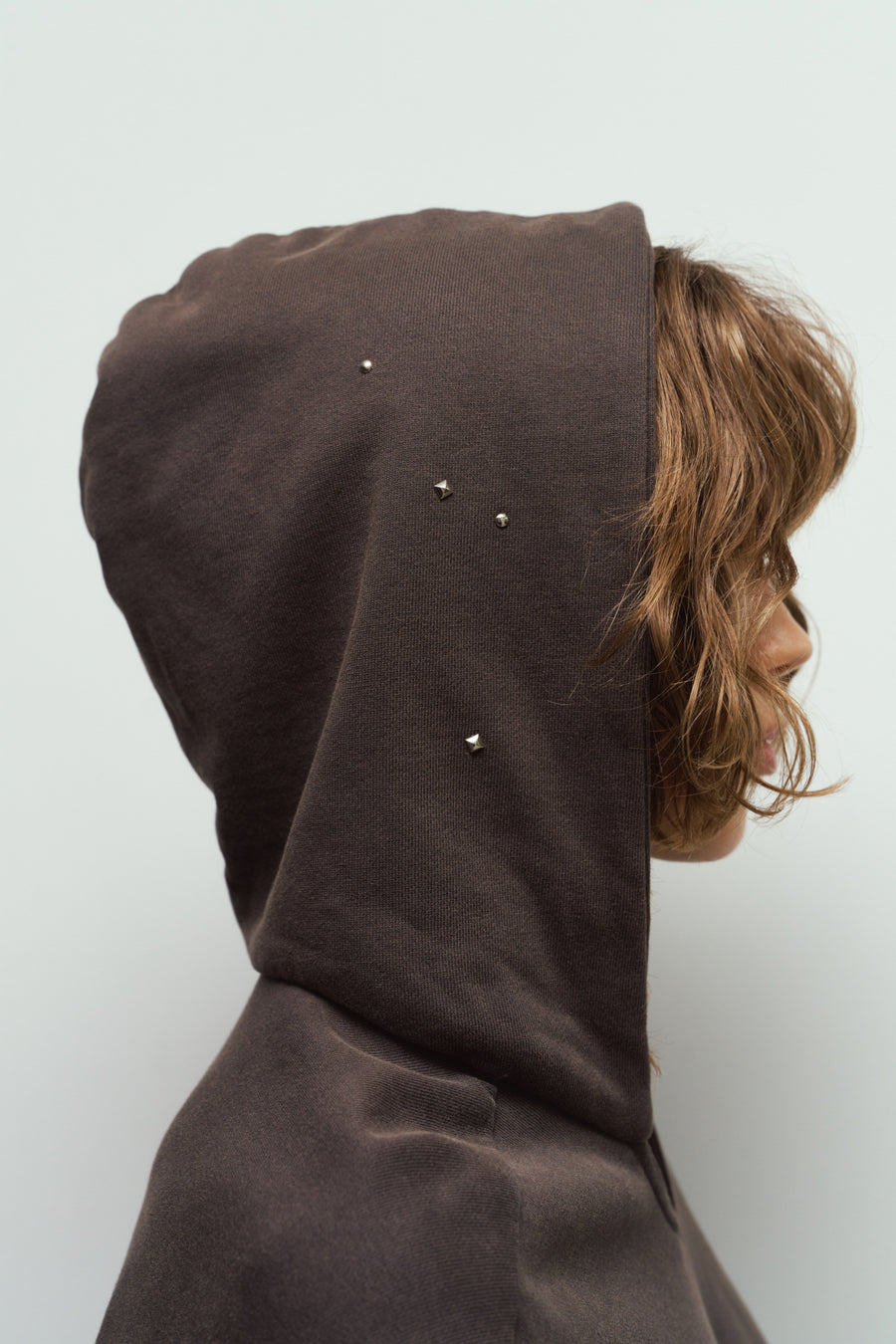 studded hoodie top/charcoal