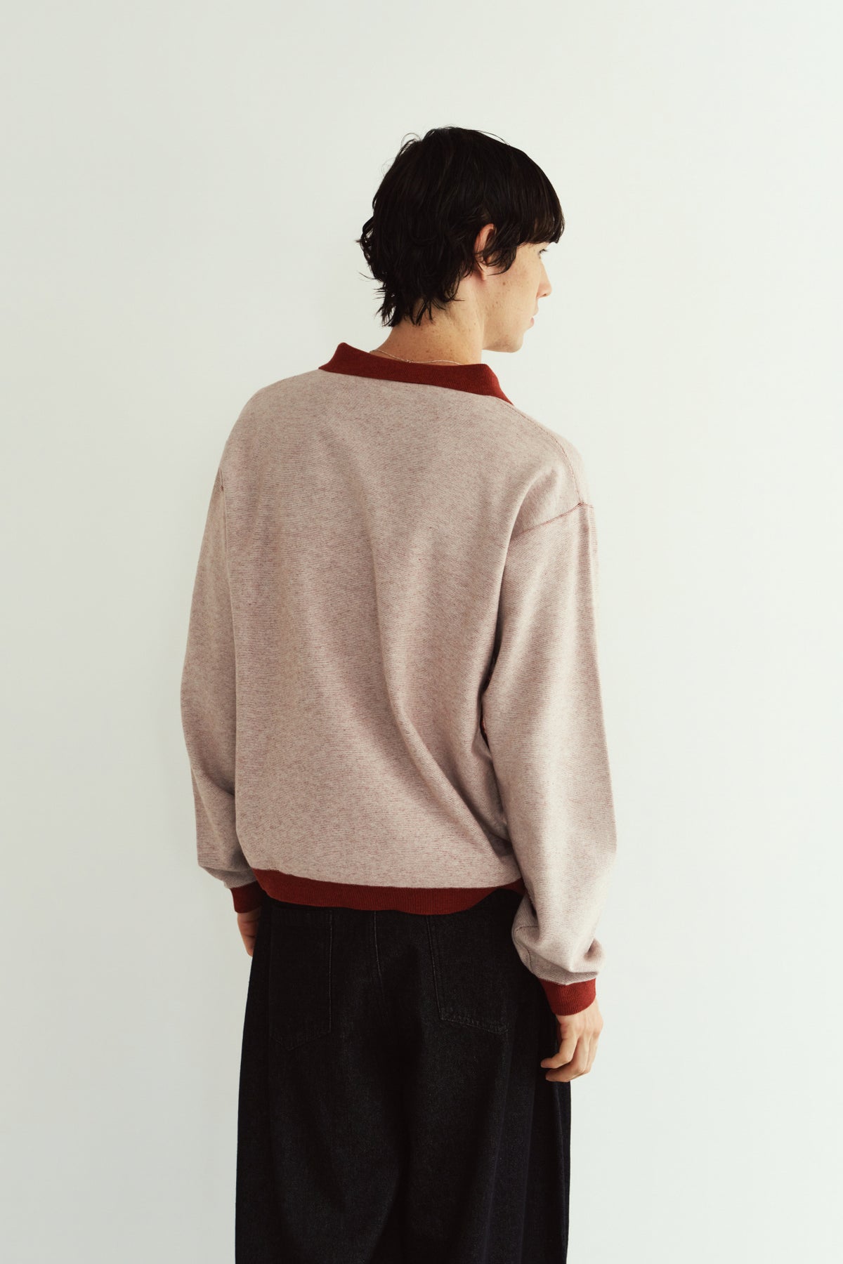 reversible jacquard polo knit(unisex)/red