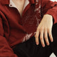 reversible jacquard polo knit(unisex)/red