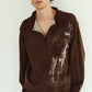 reversible jacquard polo knit(unisex)/brown