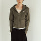 hooded knit parka/gray