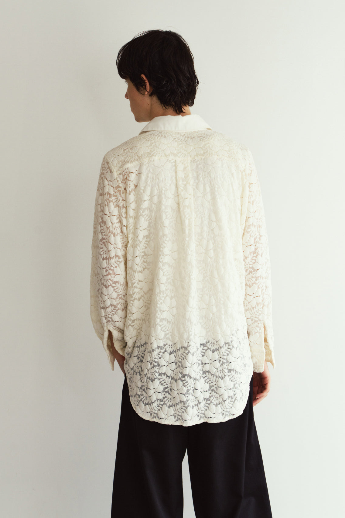 over lace shirt/white