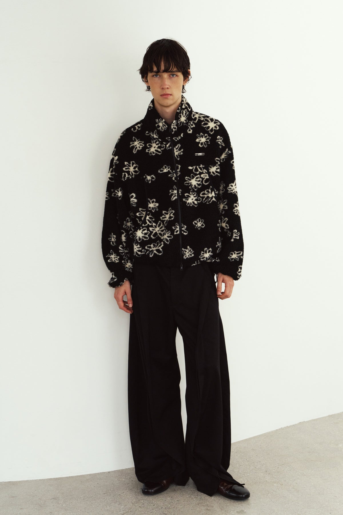 flower boa fleece(unisex)/black
