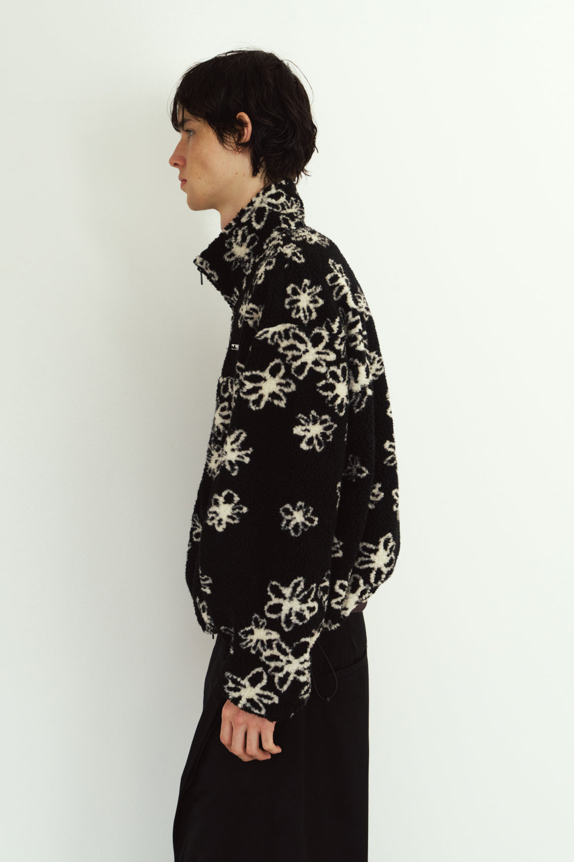 flower boa fleece(unisex)/black