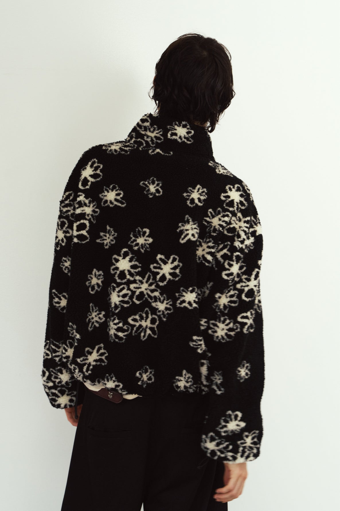 flower boa fleece(unisex)/black