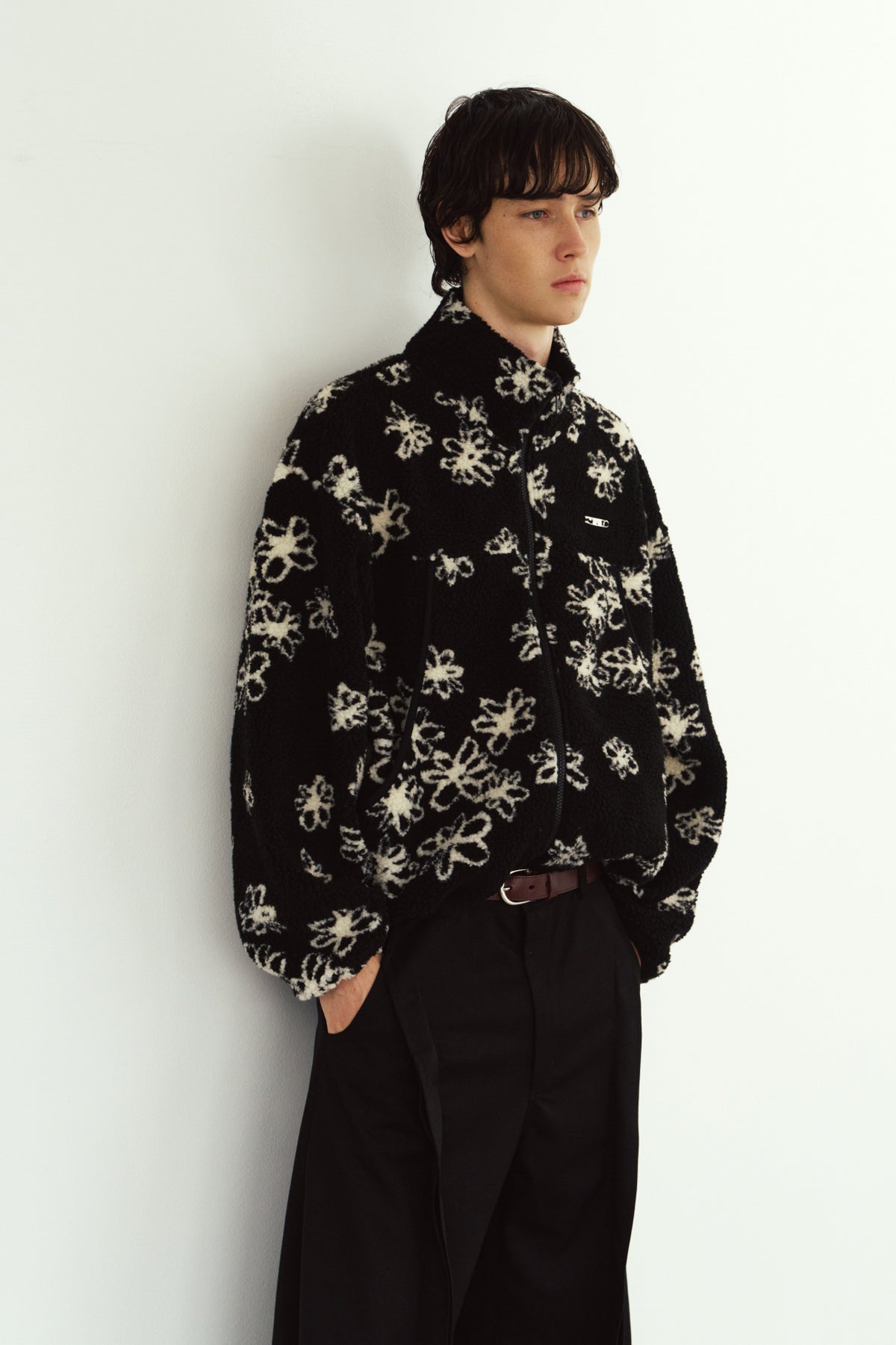 flower boa fleece(unisex)/black