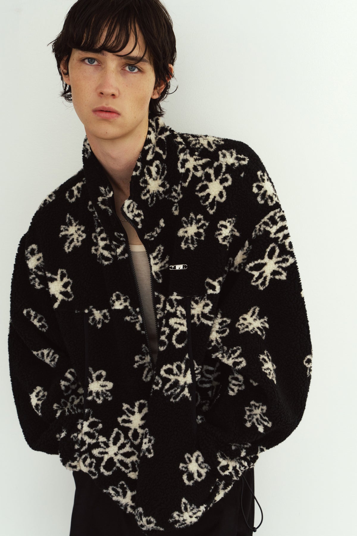 flower boa fleece(unisex)/black