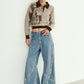 curve utility denim pants(unisex)/blue
