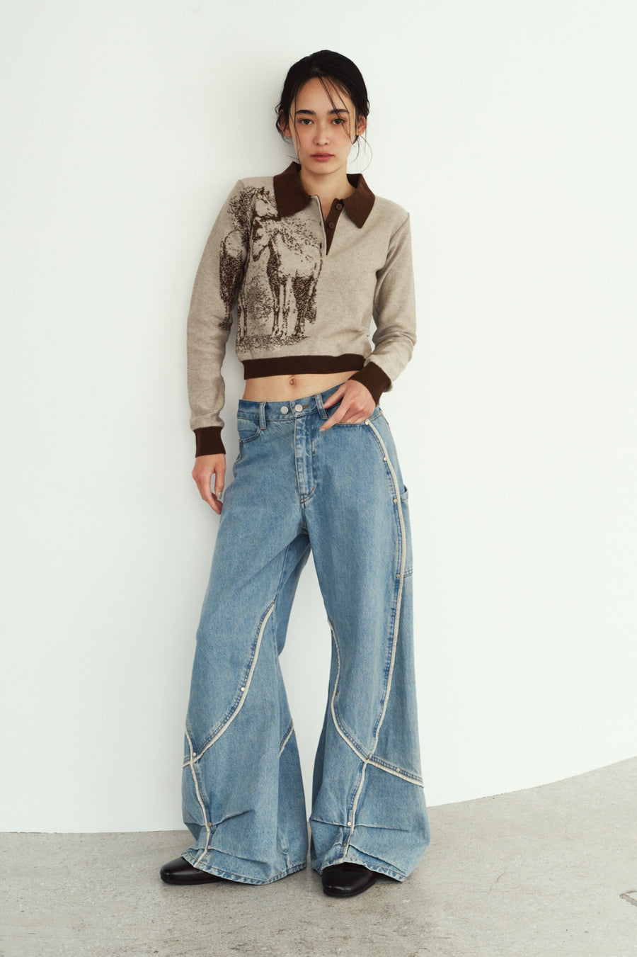 curve utility denim pants(unisex)/blue