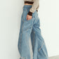 curve utility denim pants(unisex)/blue